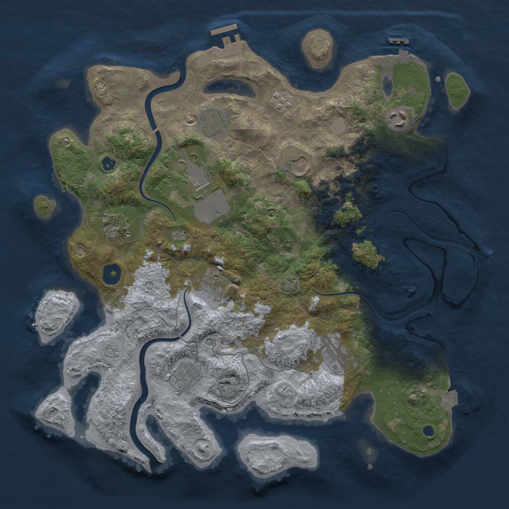 Rust Map: Procedural Map, Size: 3800, Seed: 1871933740, 15 Monuments