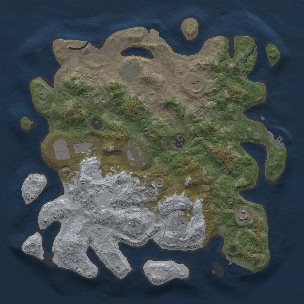 Rust Map: Procedural Map, Size: 3800, Seed: 1871933740, 17 Monuments