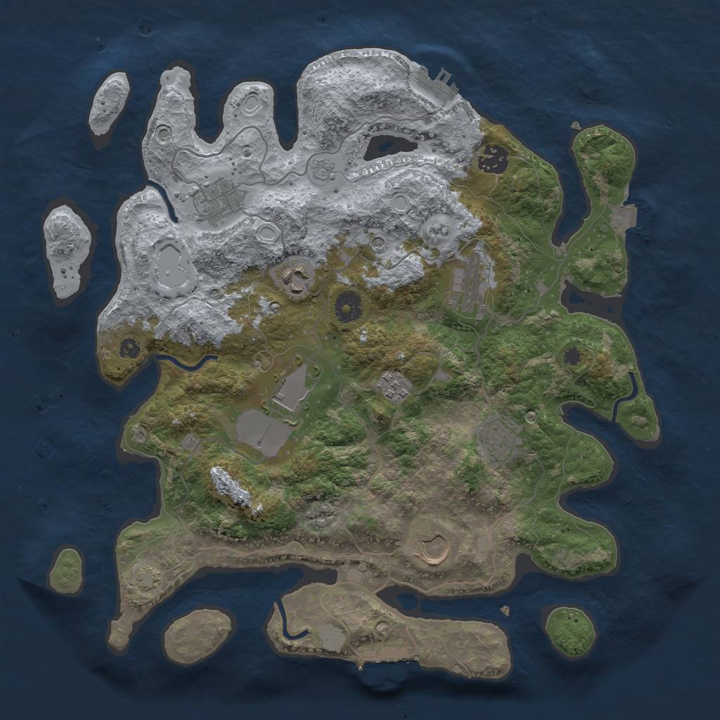Rust Map: Procedural Map, Size: 3600, Seed: 534632318, 16 Monuments