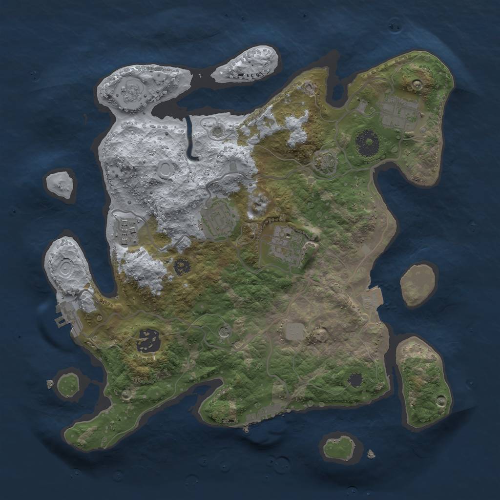 Rust Map: Procedural Map, Size: 3000, Seed: 21273, 13 Monuments