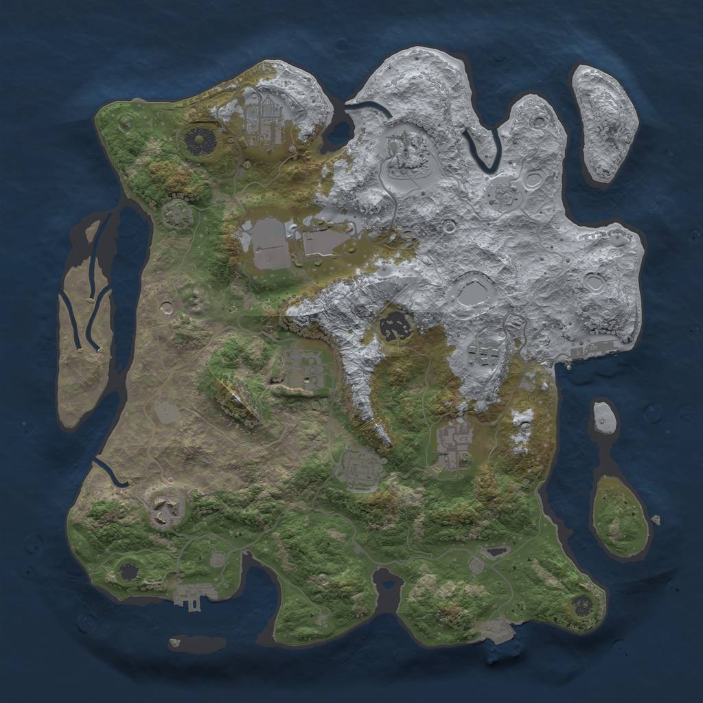 Rust Map: Procedural Map, Size: 3500, Seed: 674358698, 17 Monuments