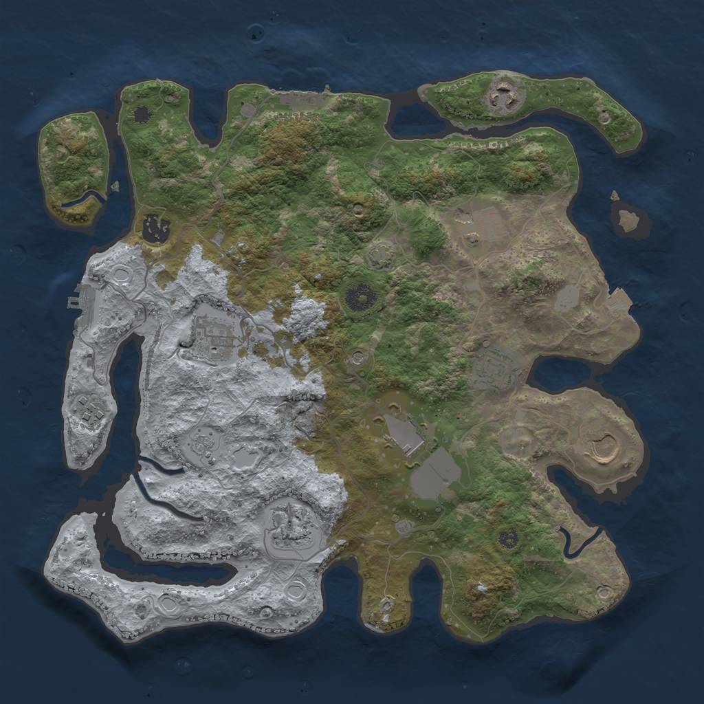 Rust Map: Procedural Map, Size: 3600, Seed: 407, 17 Monuments