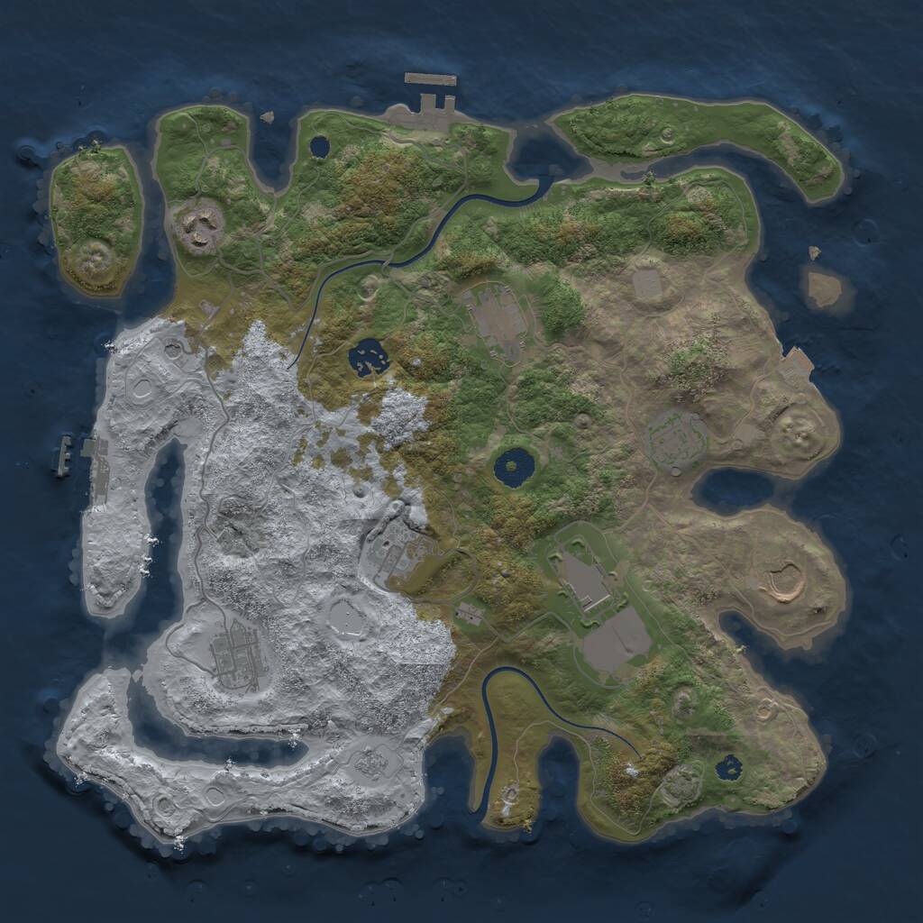 Rust Map: Procedural Map, Size: 3600, Seed: 407, 14 Monuments