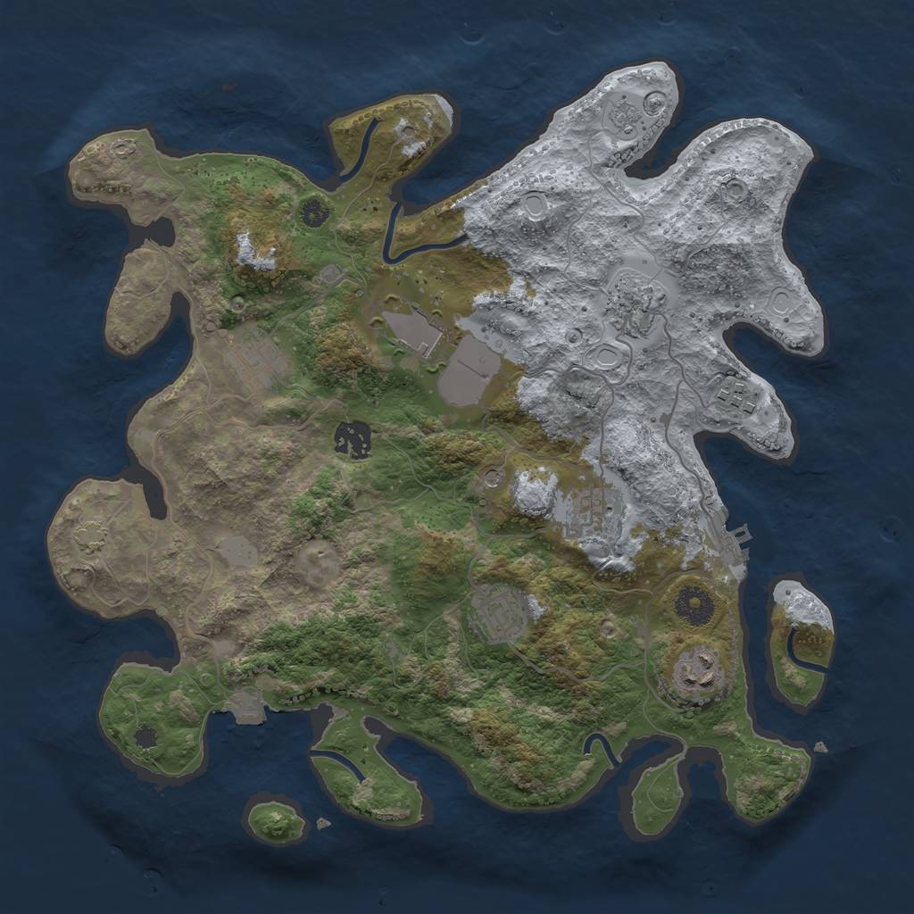 Rust Map: Procedural Map, Size: 3500, Seed: 299223, 15 Monuments