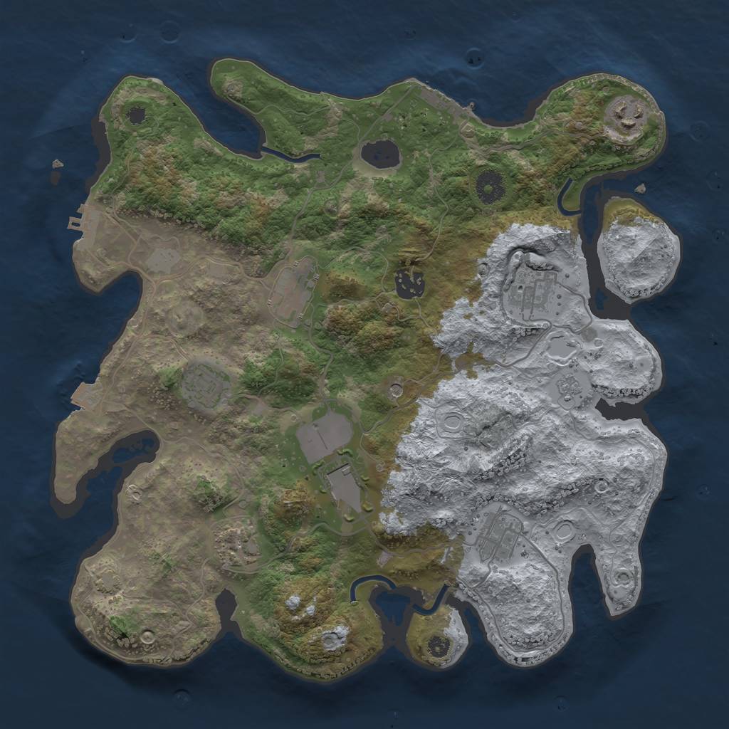 Rust Map: Procedural Map, Size: 3500, Seed: 1924336387, 16 Monuments