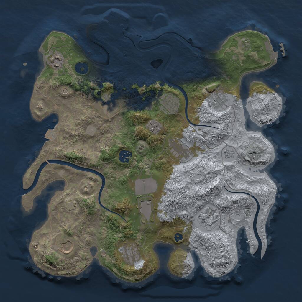 Rust Map: Procedural Map, Size: 3500, Seed: 1924336387, 17 Monuments