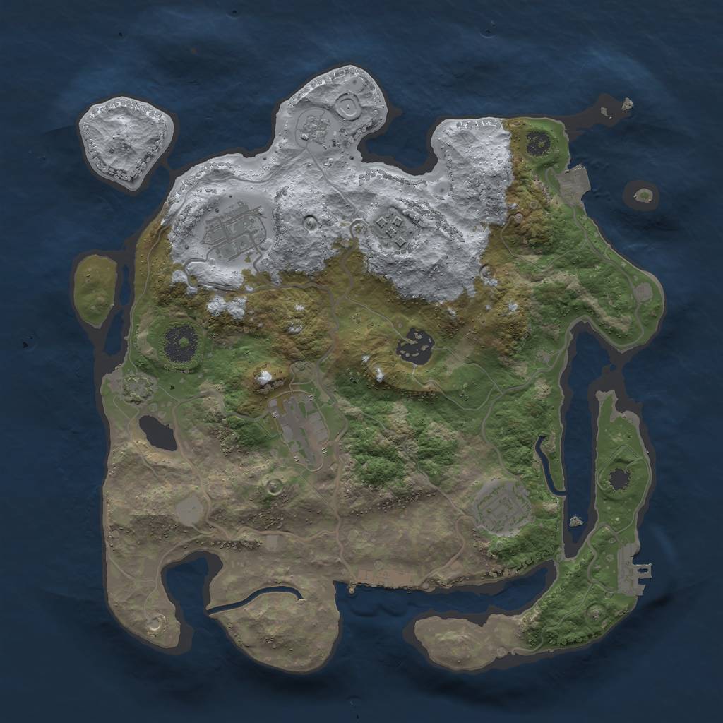 Rust Map: Procedural Map, Size: 3000, Seed: 26465, 12 Monuments