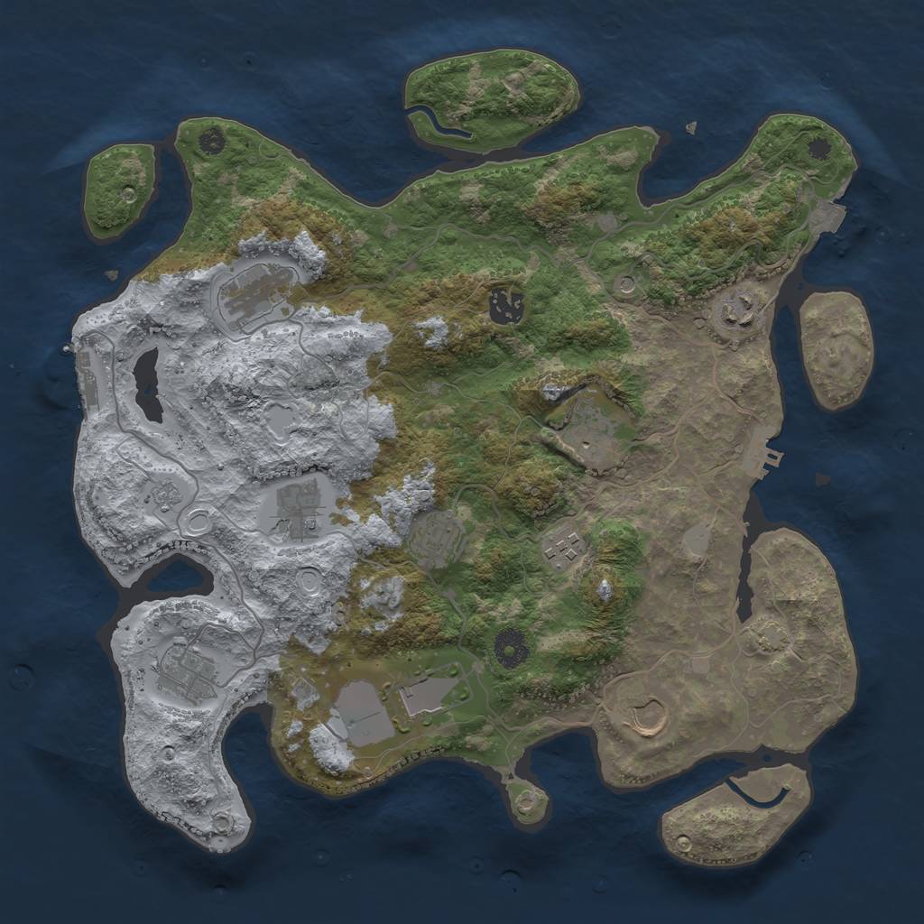 Rust Map: Procedural Map, Size: 3700, Seed: 28779085, 18 Monuments
