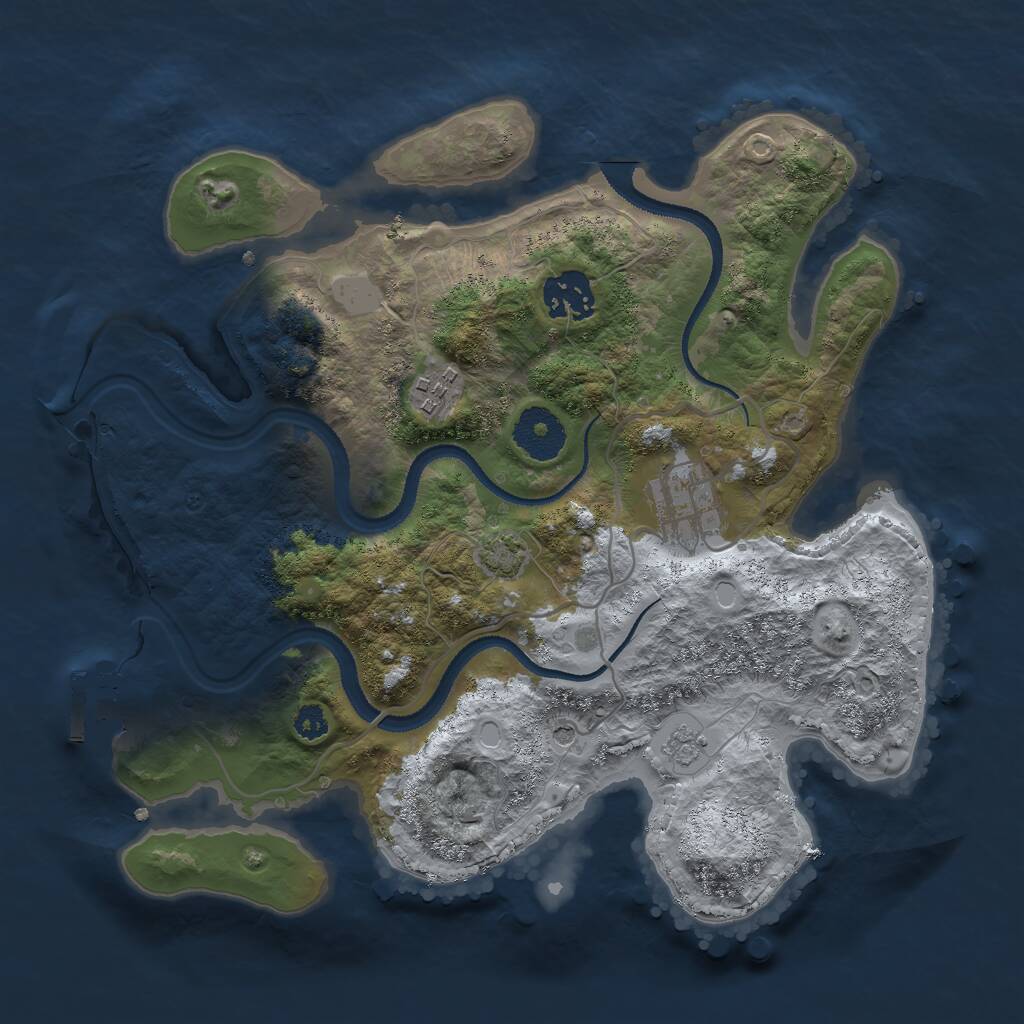 Rust Map: Procedural Map, Size: 3000, Seed: 29705, 8 Monuments