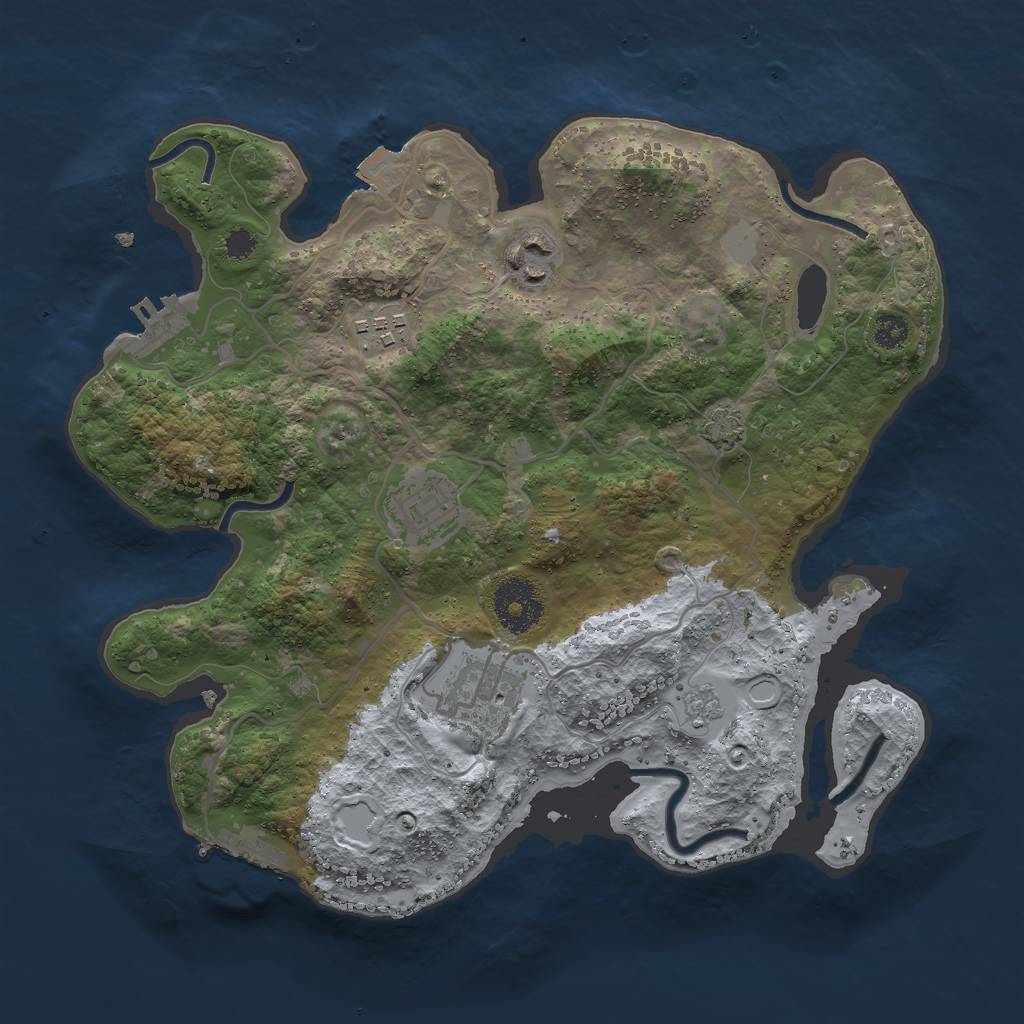 Rust Map: Procedural Map, Size: 3000, Seed: 1816081981, 11 Monuments