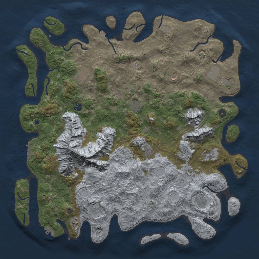 Rust Map: Procedural Map, Size: 5000, Seed: 232384, 19 Monuments