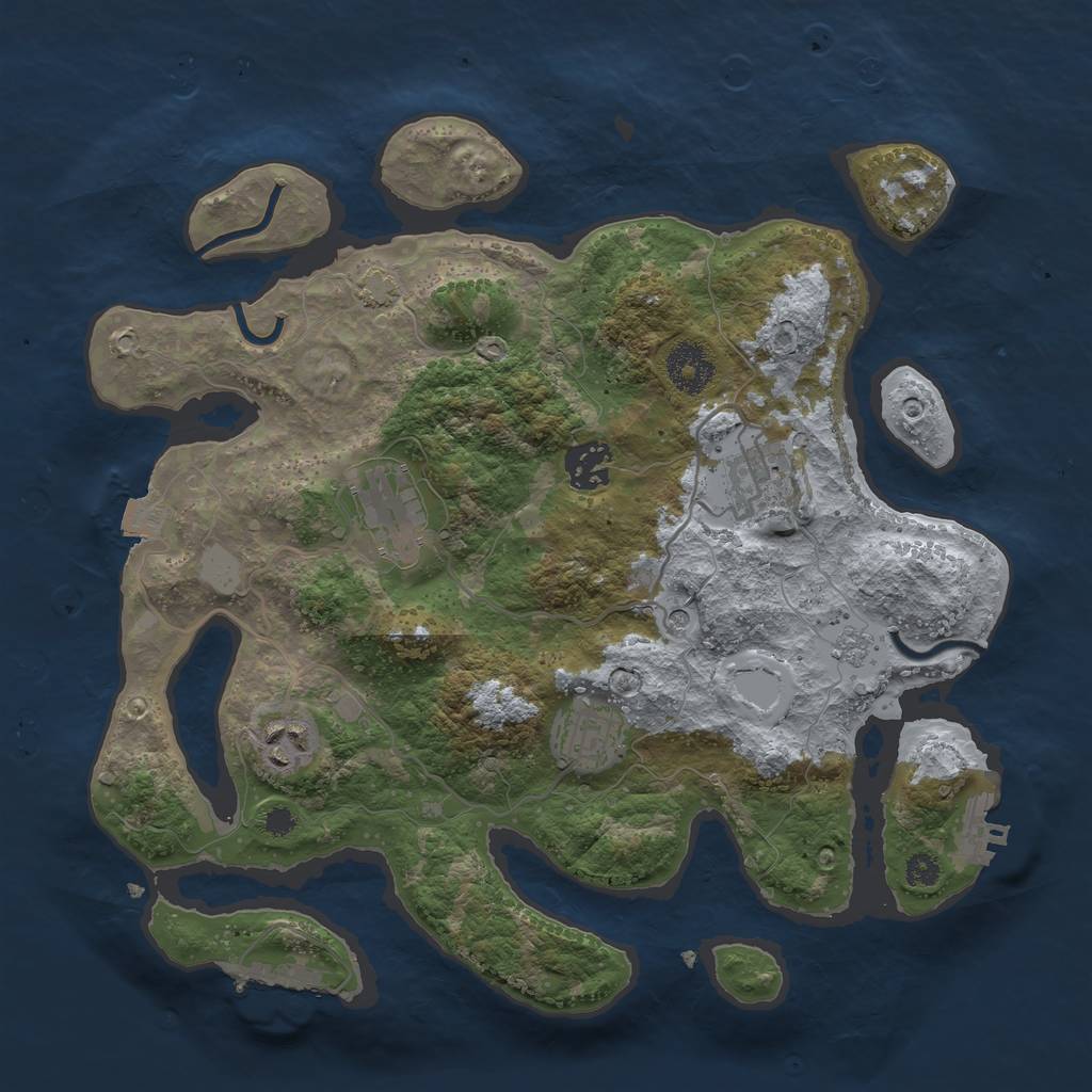 Rust Map: Procedural Map, Size: 3300, Seed: 440342460, 13 Monuments