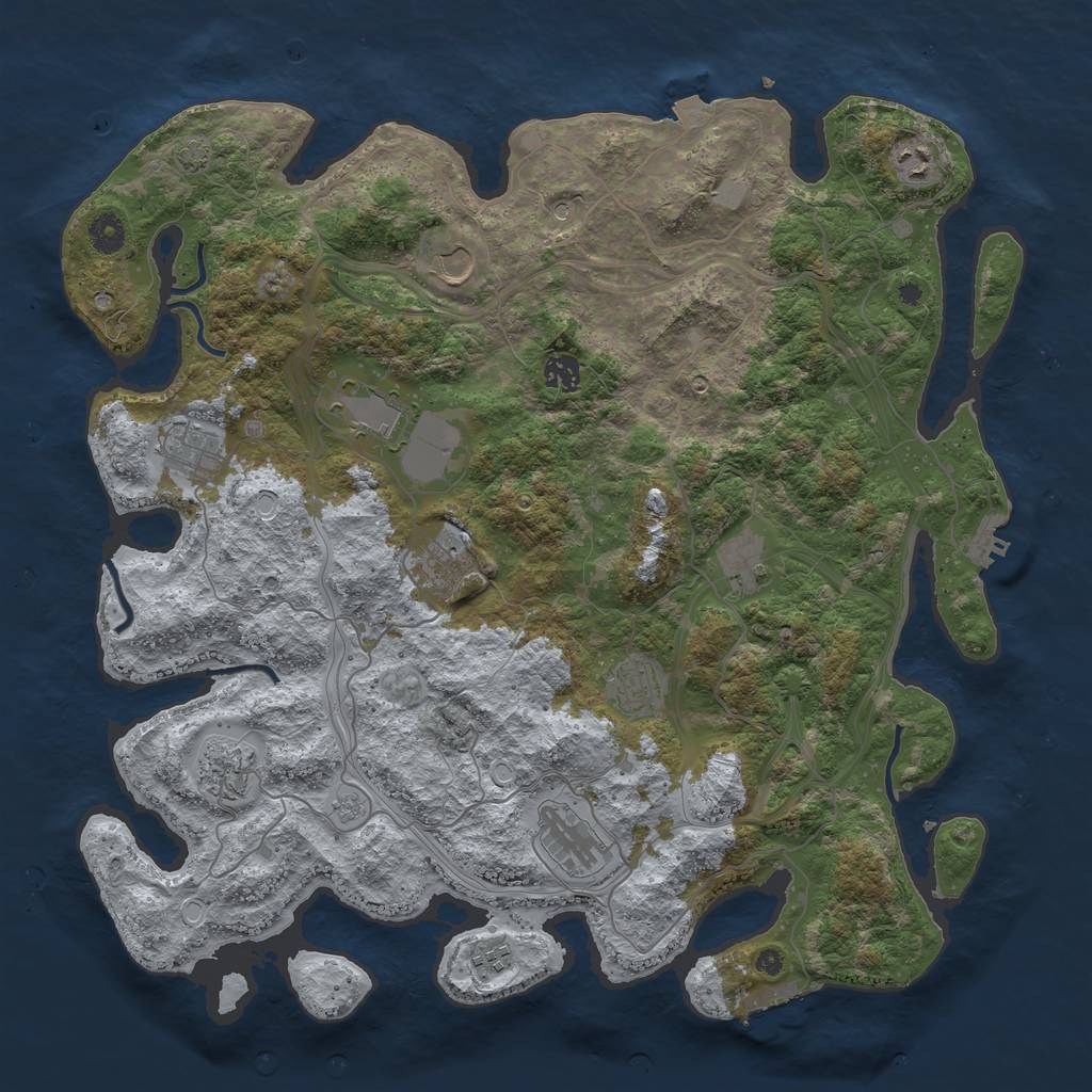 Rust Map: Procedural Map, Size: 4300, Seed: 576428503, 19 Monuments
