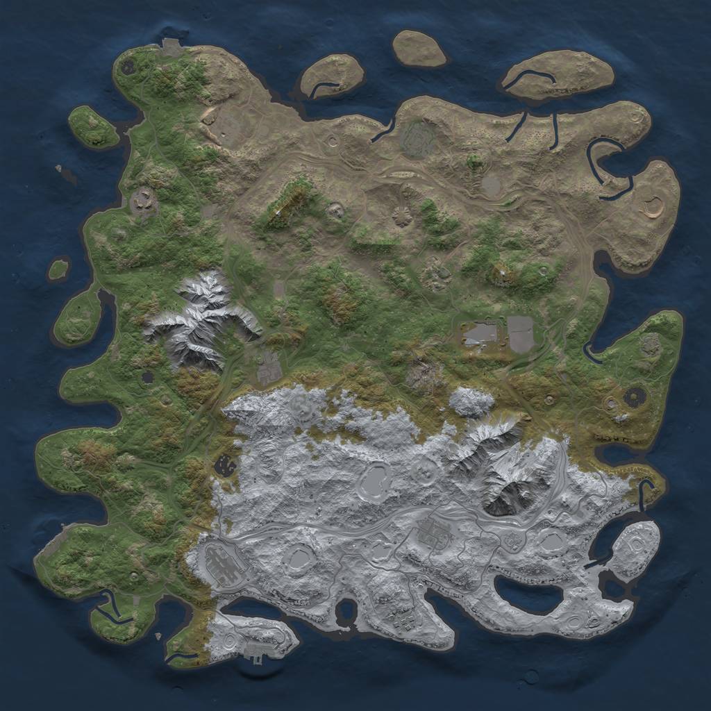 Rust Map: Procedural Map, Size: 5000, Seed: 988532270, 19 Monuments