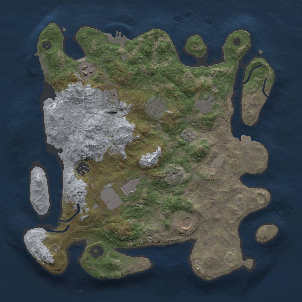 Rust Map: Procedural Map, Size: 3500, Seed: 256386097, 16 Monuments