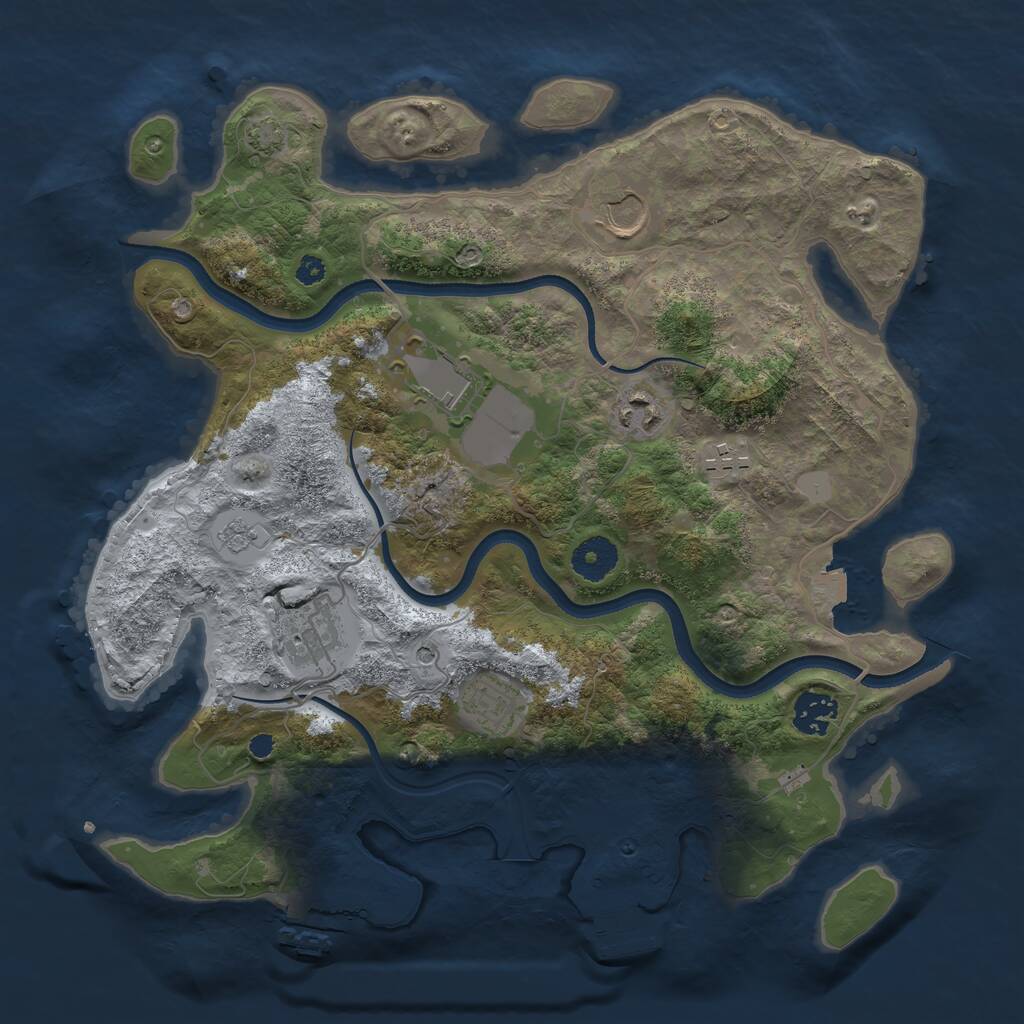 Rust Map: Procedural Map, Size: 3500, Seed: 861291610, 13 Monuments