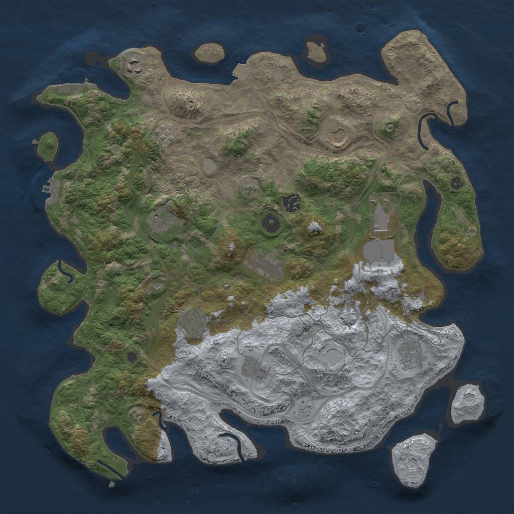 Rust Map: Procedural Map, Size: 4250, Seed: 77, 18 Monuments