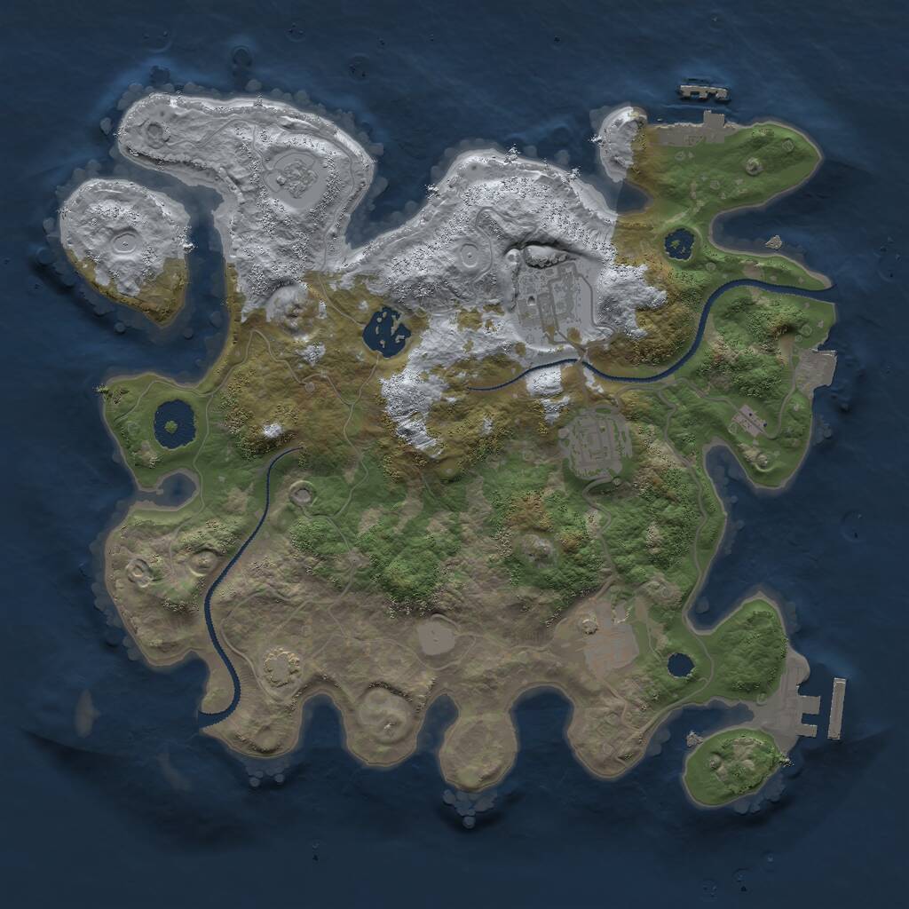 Rust Map: Procedural Map, Size: 3000, Seed: 293087721, 9 Monuments