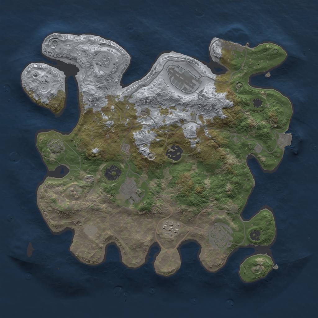 Rust Map: Procedural Map, Size: 3000, Seed: 293087721, 12 Monuments