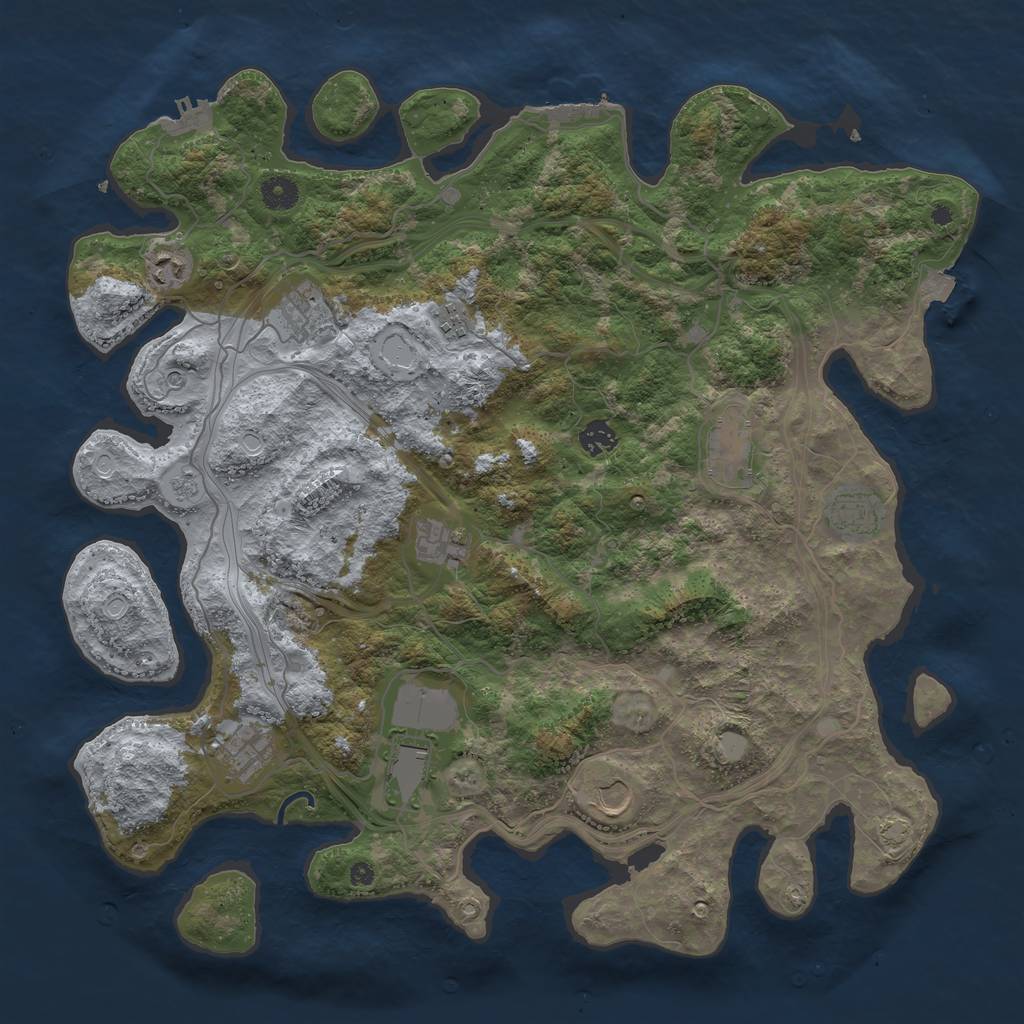 Rust Map: Procedural Map, Size: 4300, Seed: 1227962971, 18 Monuments