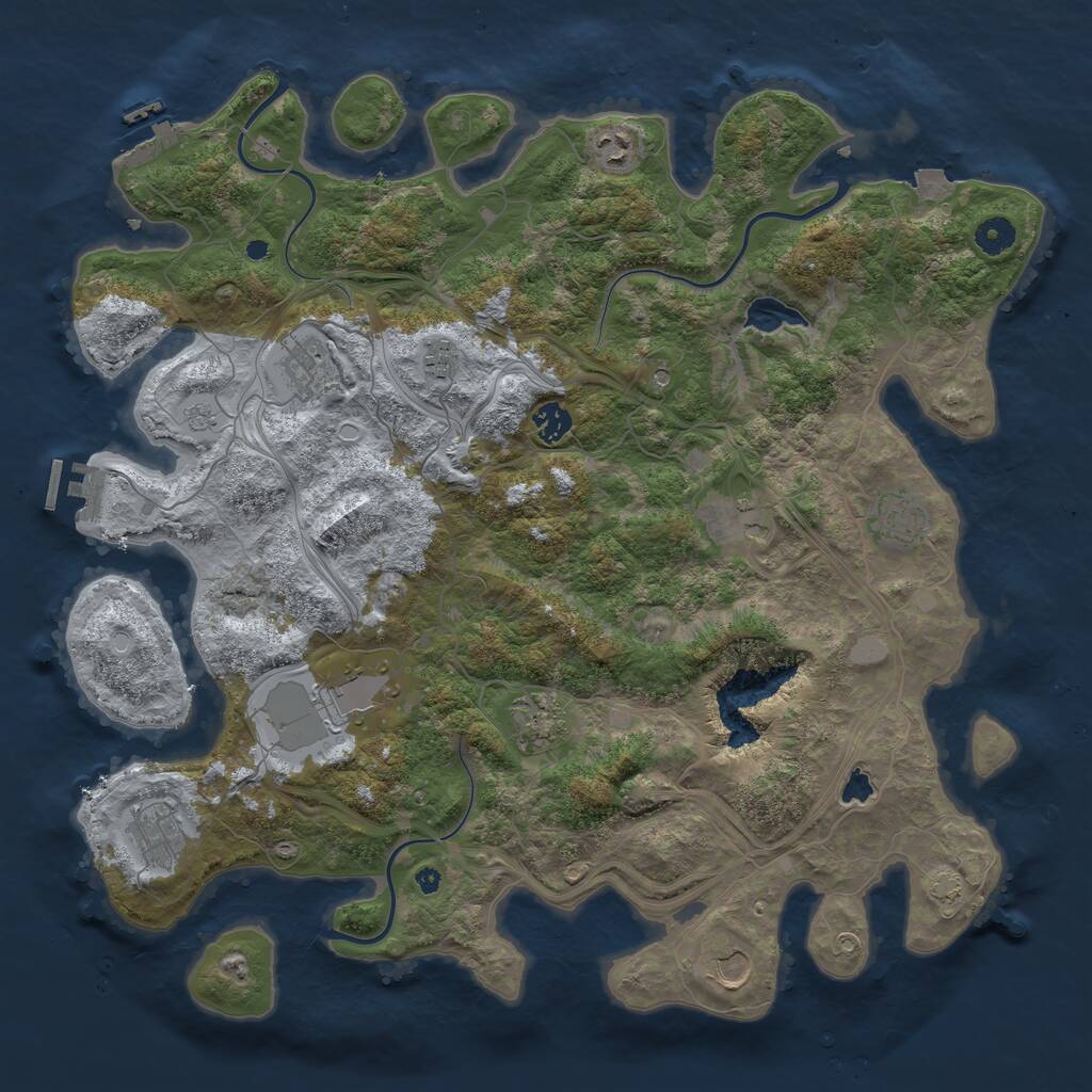 Rust Map: Procedural Map, Size: 4300, Seed: 1227962971, 16 Monuments