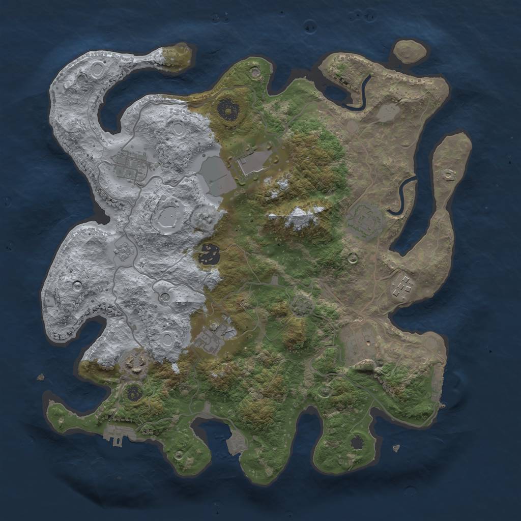 Rust Map: Procedural Map, Size: 3500, Seed: 1845147518, 16 Monuments