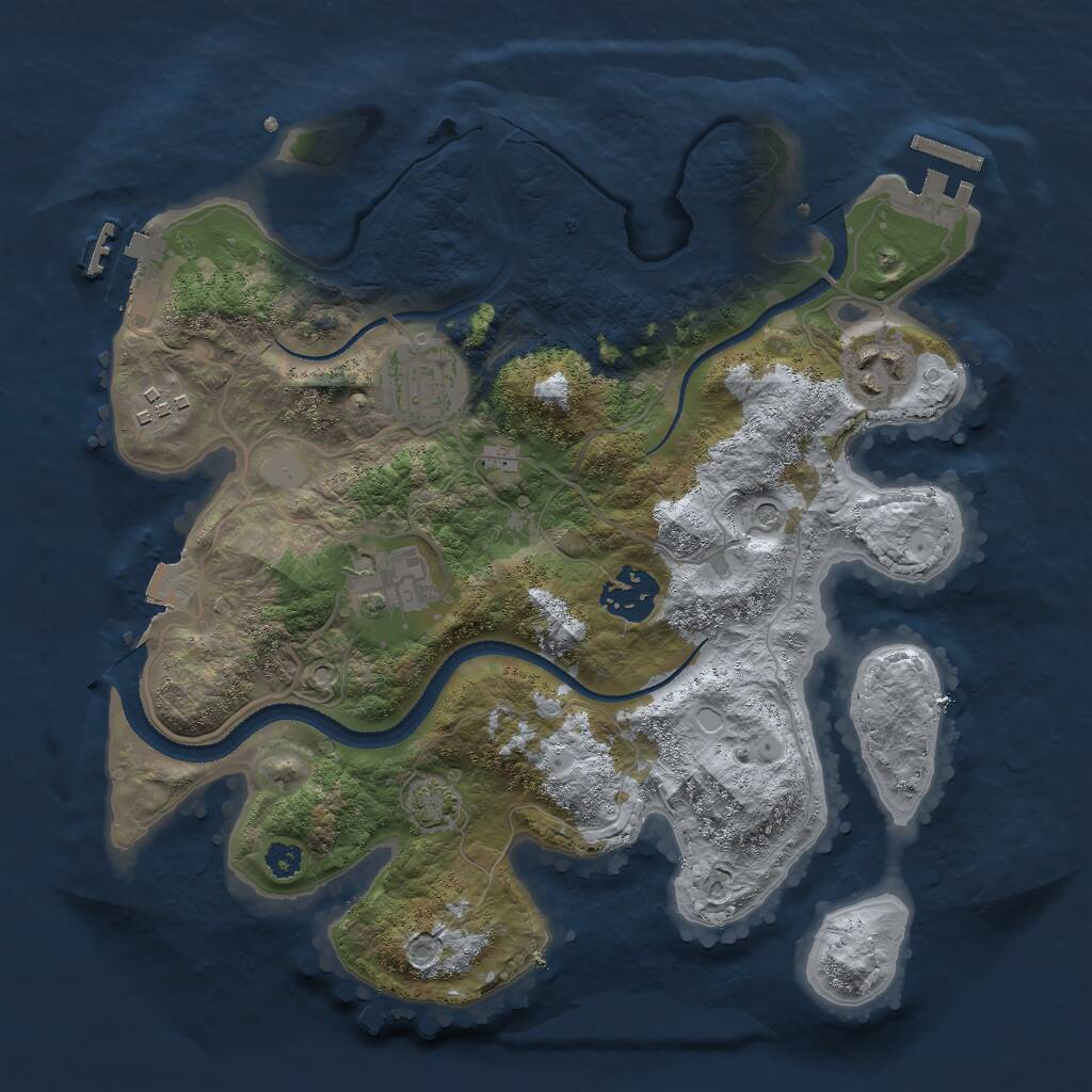 Rust Map: Procedural Map, Size: 3000, Seed: 98429, 10 Monuments