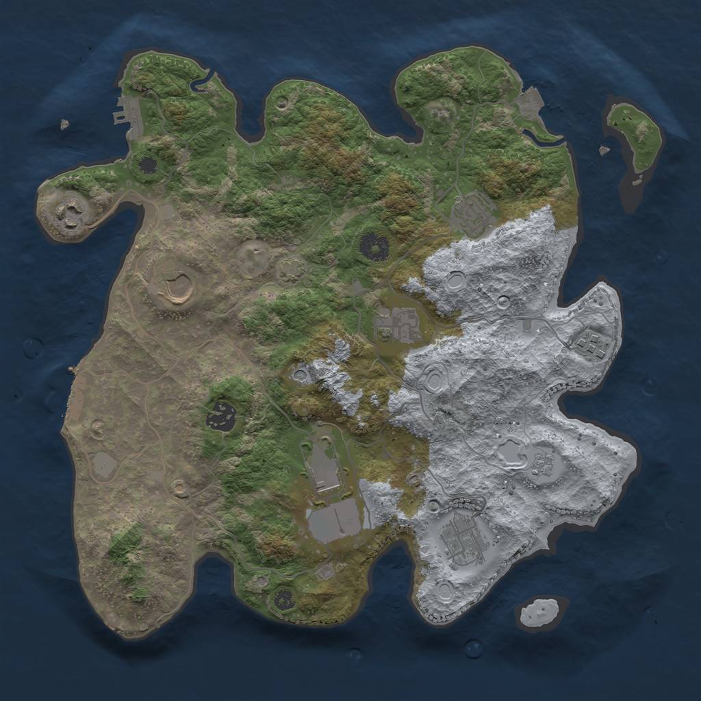 Rust Map: Procedural Map, Size: 3500, Seed: 1895858801, 16 Monuments