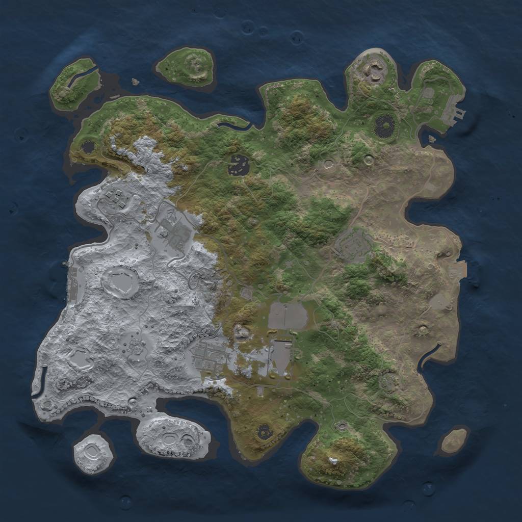 Rust Map: Procedural Map, Size: 3500, Seed: 1125672330, 15 Monuments