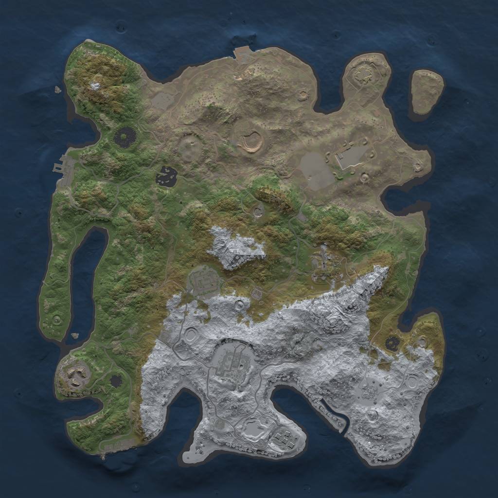 Rust Map: Procedural Map, Size: 3500, Seed: 1313367945, 16 Monuments