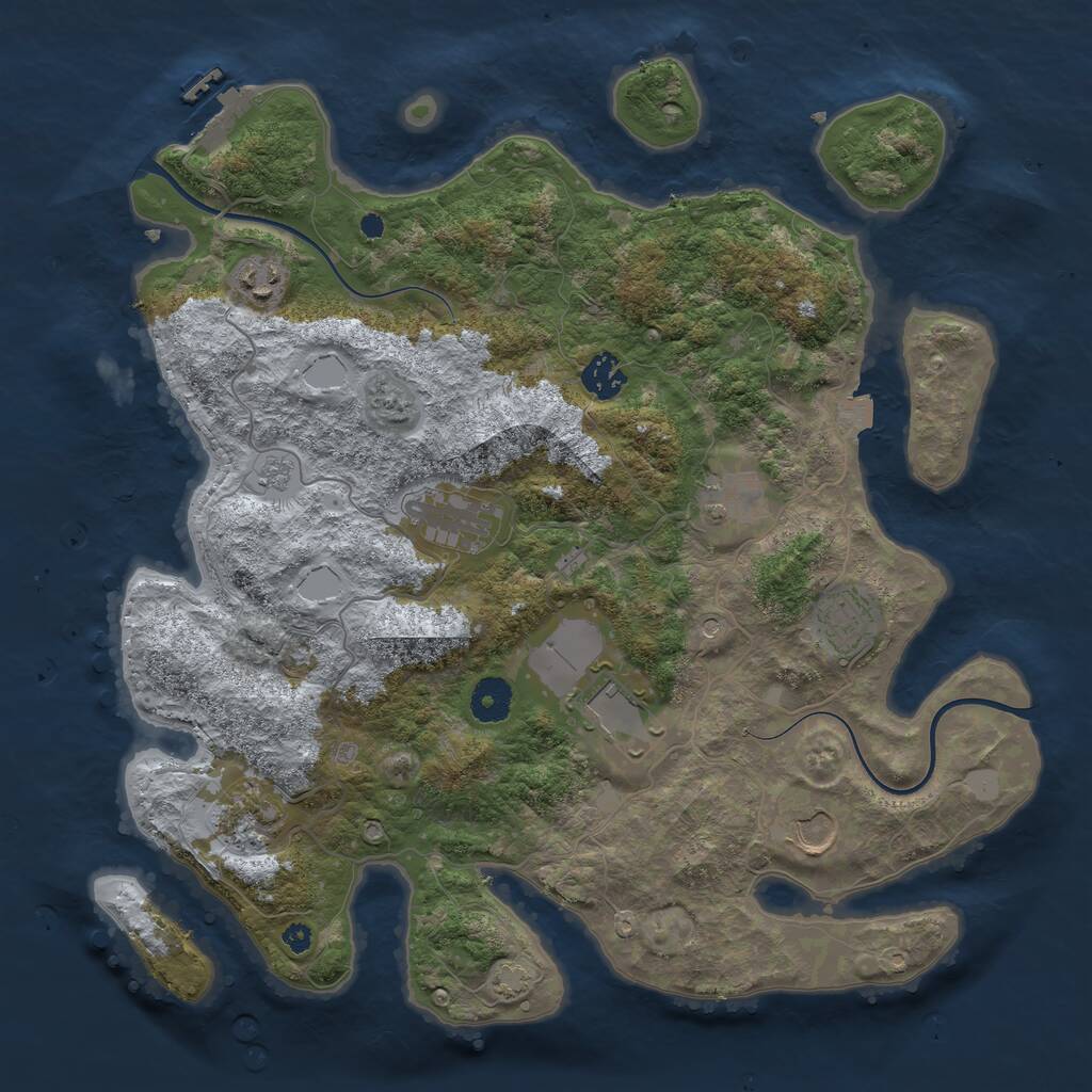Rust Map: Procedural Map, Size: 3750, Seed: 775146654, 13 Monuments