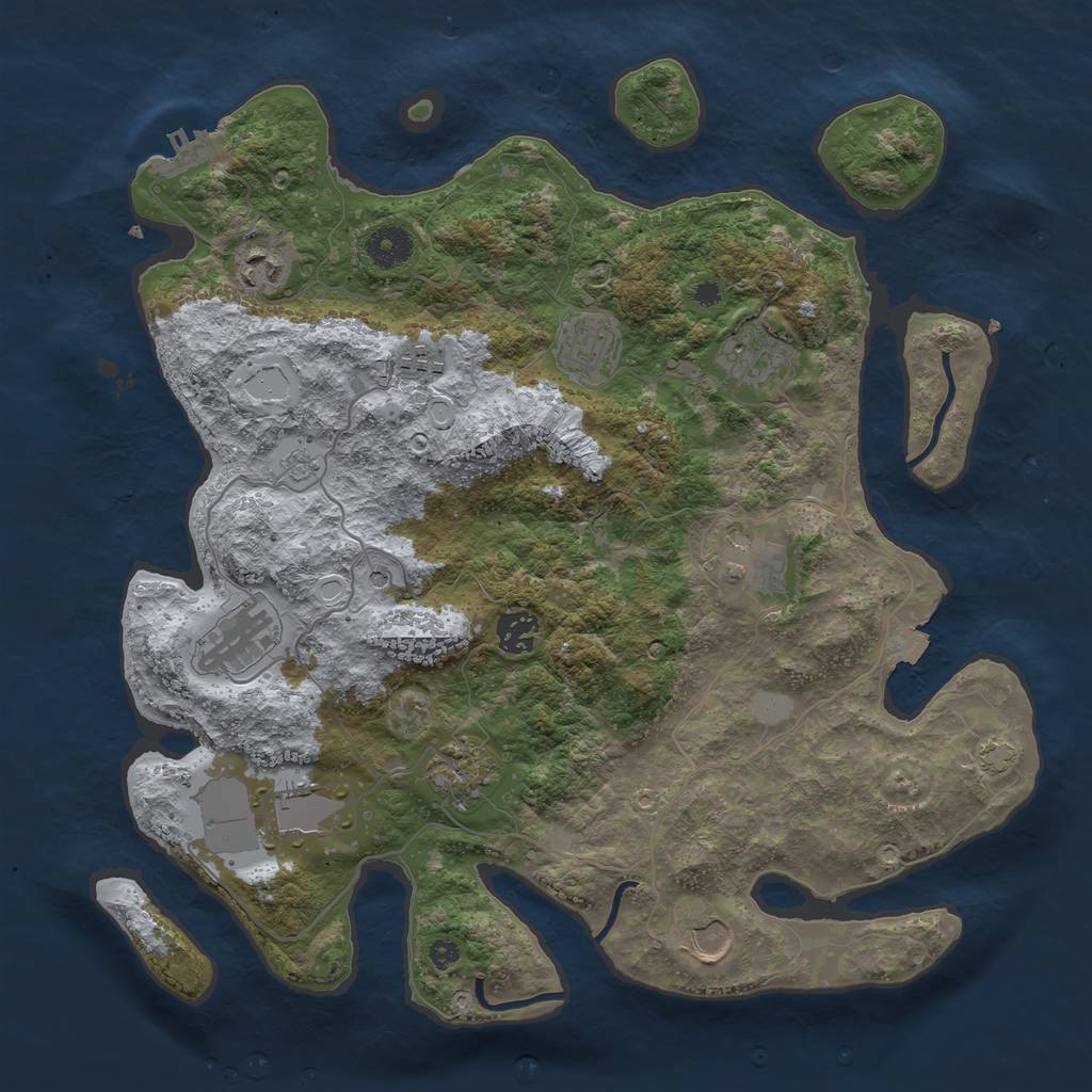 Rust Map: Procedural Map, Size: 3750, Seed: 775146654, 17 Monuments