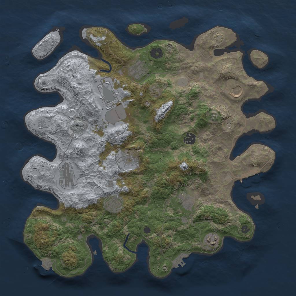Rust Map: Procedural Map, Size: 3750, Seed: 593748203, 17 Monuments
