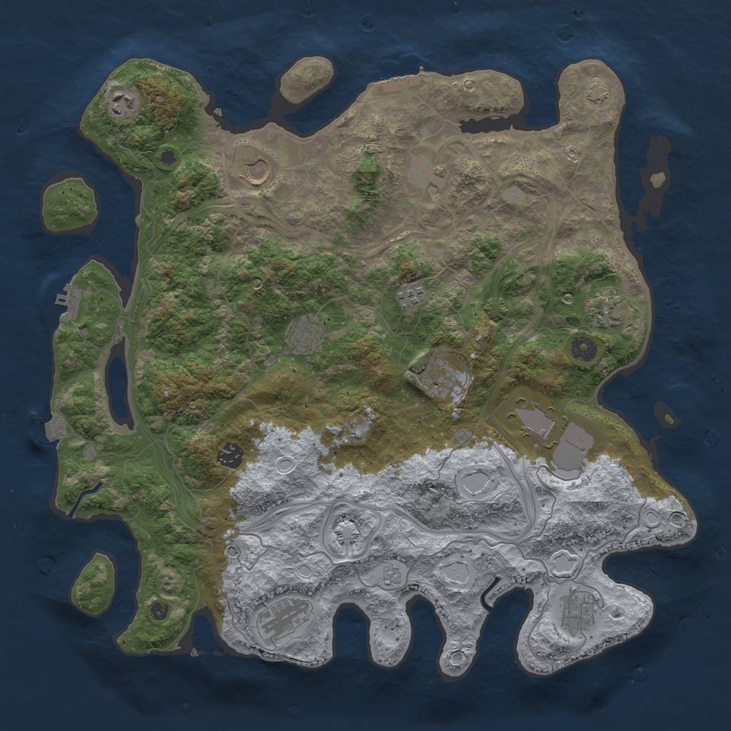 Rust Map: Procedural Map, Size: 4250, Seed: 1858434480, 19 Monuments