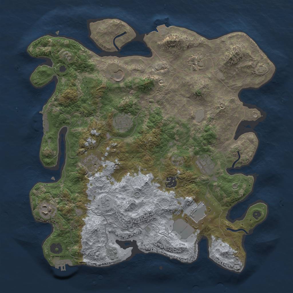 Rust Map: Procedural Map, Size: 3700, Seed: 25042024, 17 Monuments