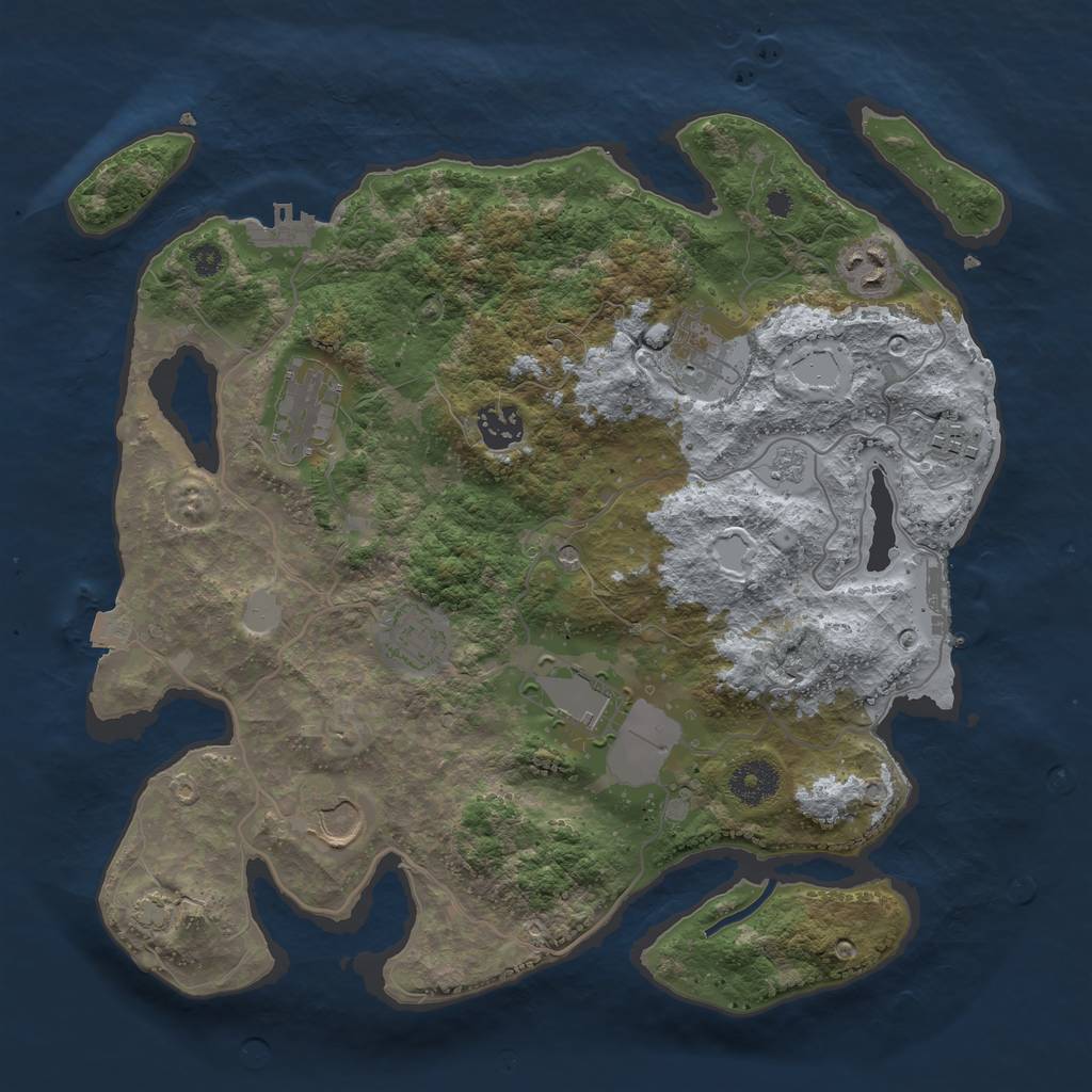 Rust Map: Procedural Map, Size: 3500, Seed: 1439315723, 16 Monuments