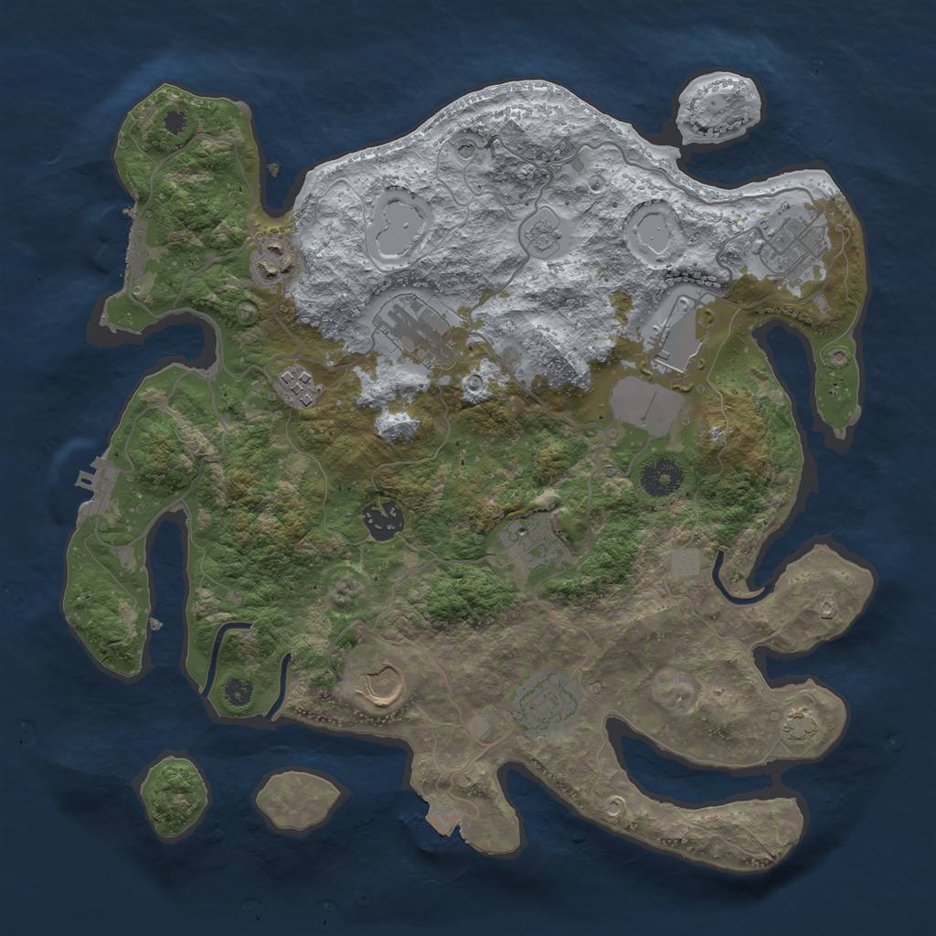 Rust Map: Procedural Map, Size: 3500, Seed: 2140895748, 17 Monuments