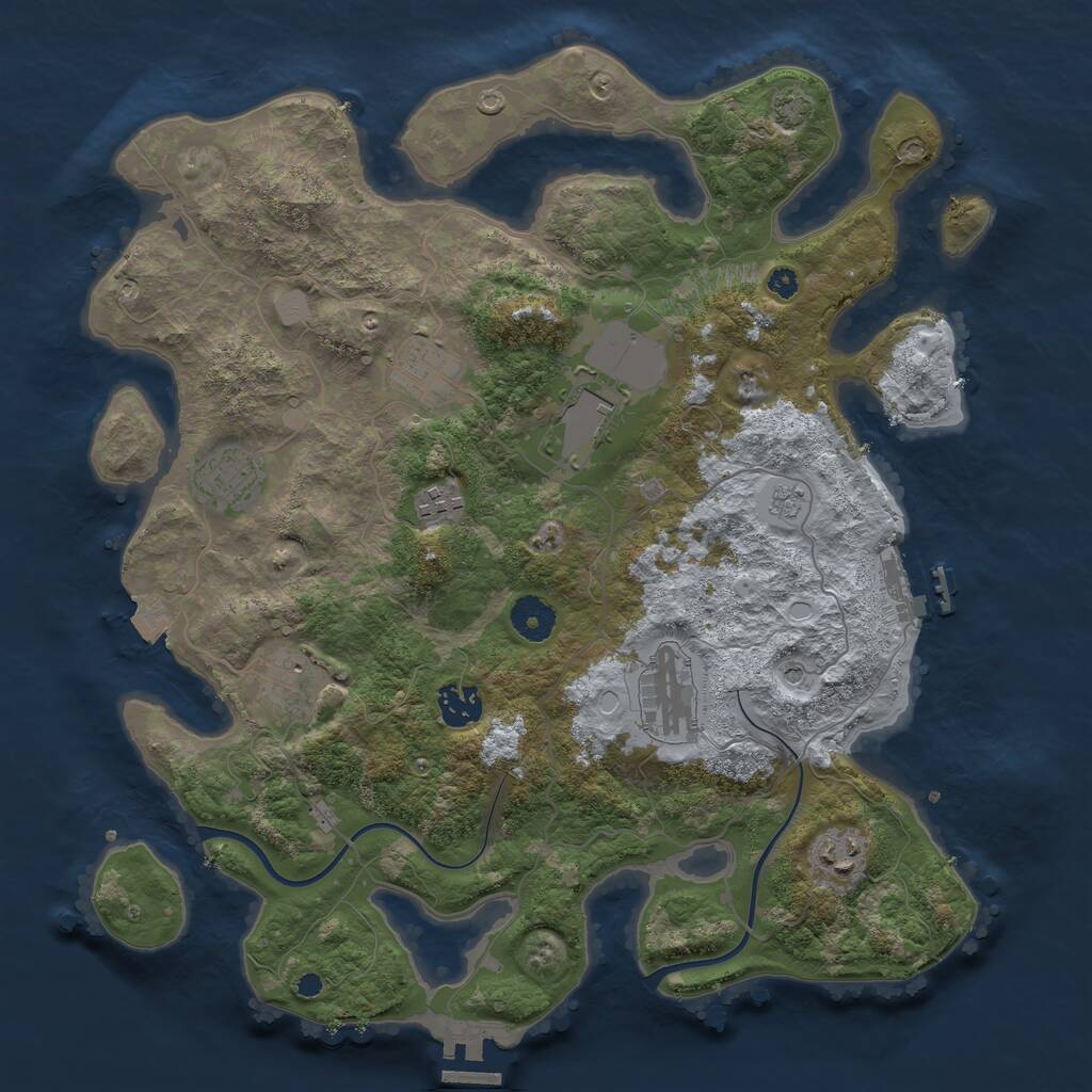 Rust Map: Procedural Map, Size: 3700, Seed: 51512024, 14 Monuments
