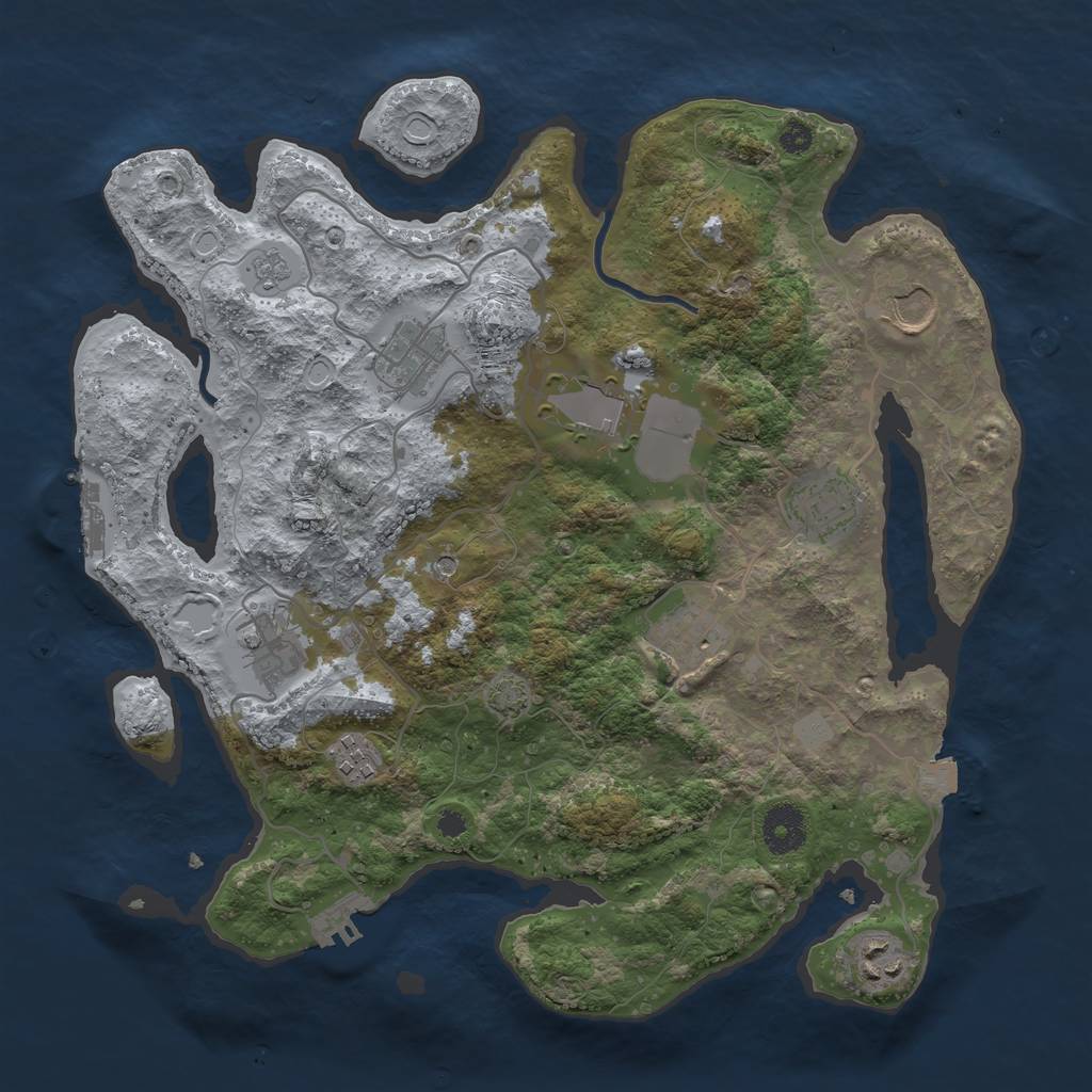 Rust Map: Procedural Map, Size: 3500, Seed: 77483297, 16 Monuments