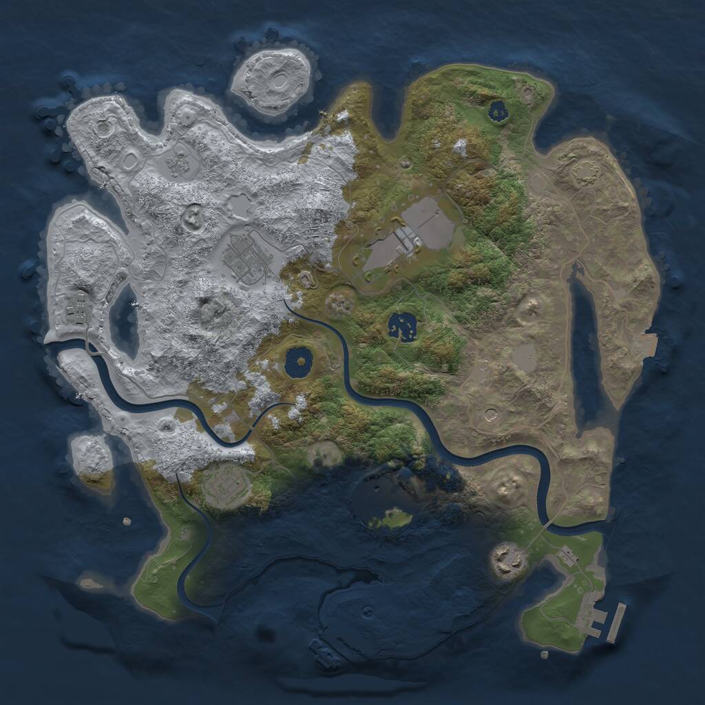 Rust Map: Procedural Map, Size: 3500, Seed: 77483297, 13 Monuments