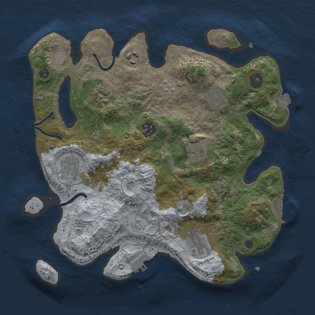 Rust Map: Procedural Map, Size: 3250, Seed: 804139, 16 Monuments