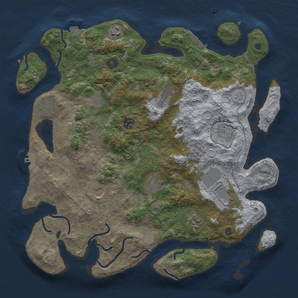 Rust Map: Procedural Map, Size: 4000, Seed: 1439315723, 19 Monuments