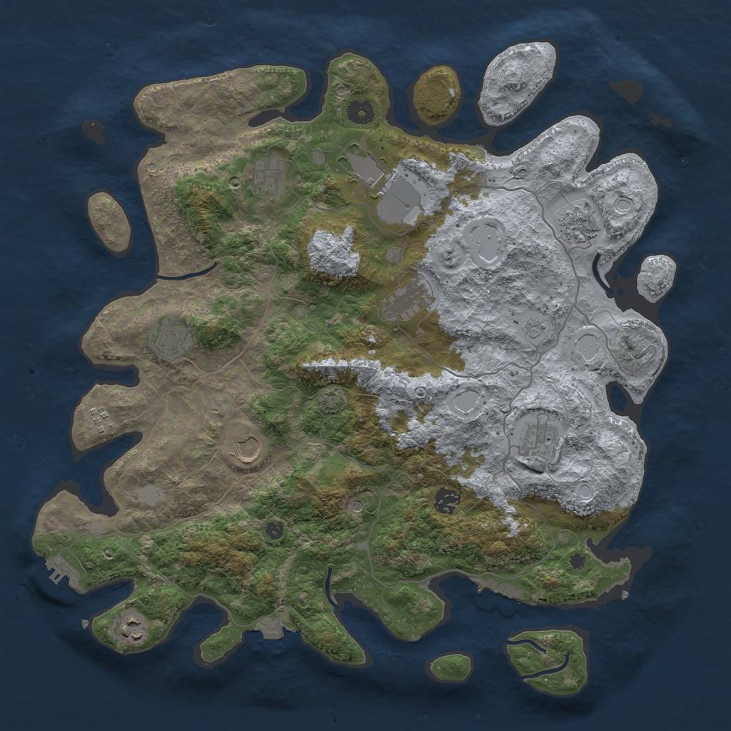 Rust Map: Procedural Map, Size: 4200, Seed: 1969243396, 18 Monuments