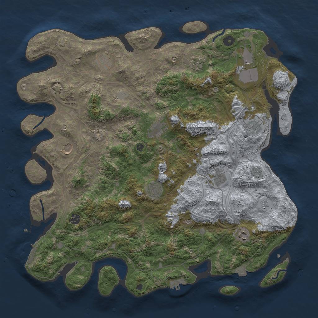 Rust Map: Procedural Map, Size: 4400, Seed: 1202076796, 19 Monuments