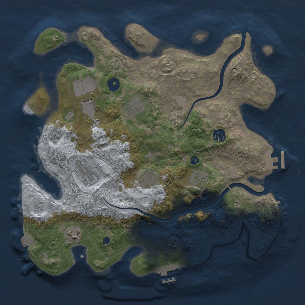 Rust Map: Procedural Map, Size: 3500, Seed: 136963136, 14 Monuments