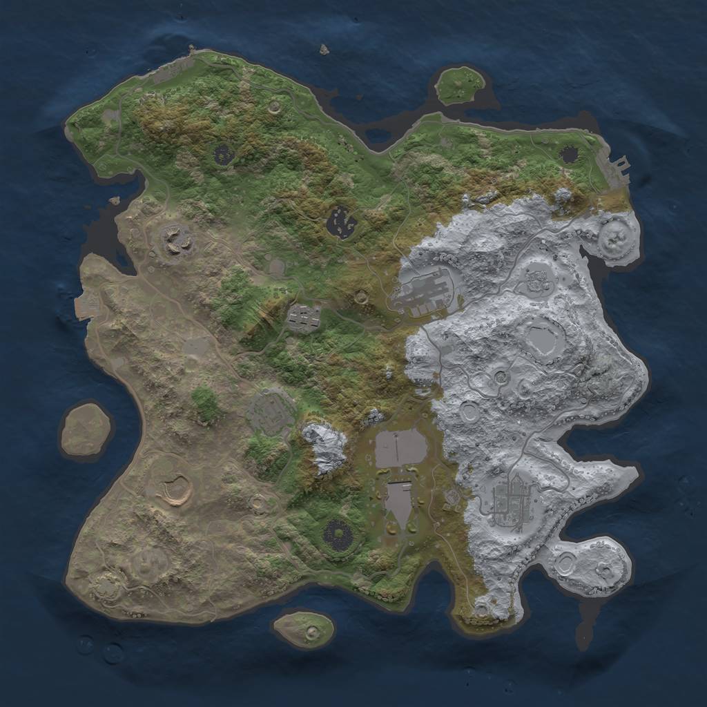 Rust Map: Procedural Map, Size: 3500, Seed: 1847865536, 16 Monuments