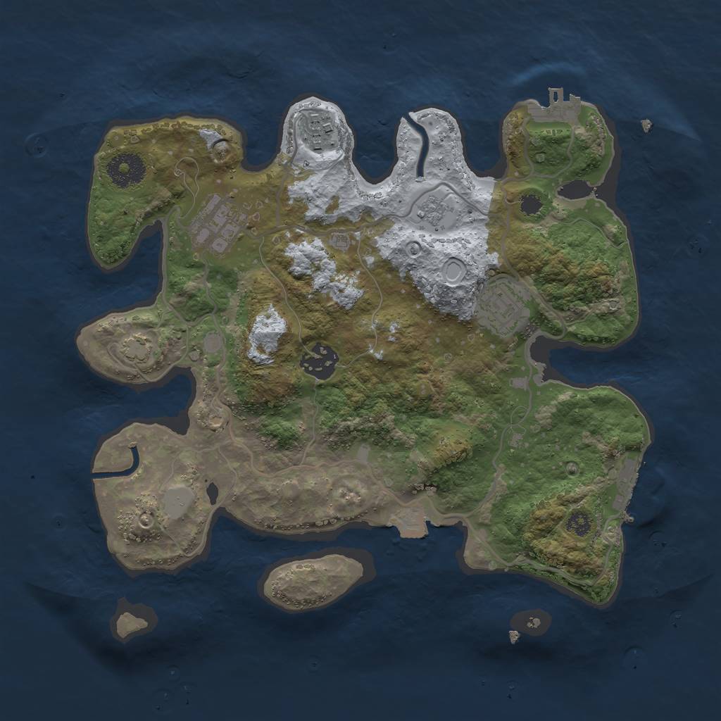 Rust Map: Procedural Map, Size: 3000, Seed: 9423, 11 Monuments