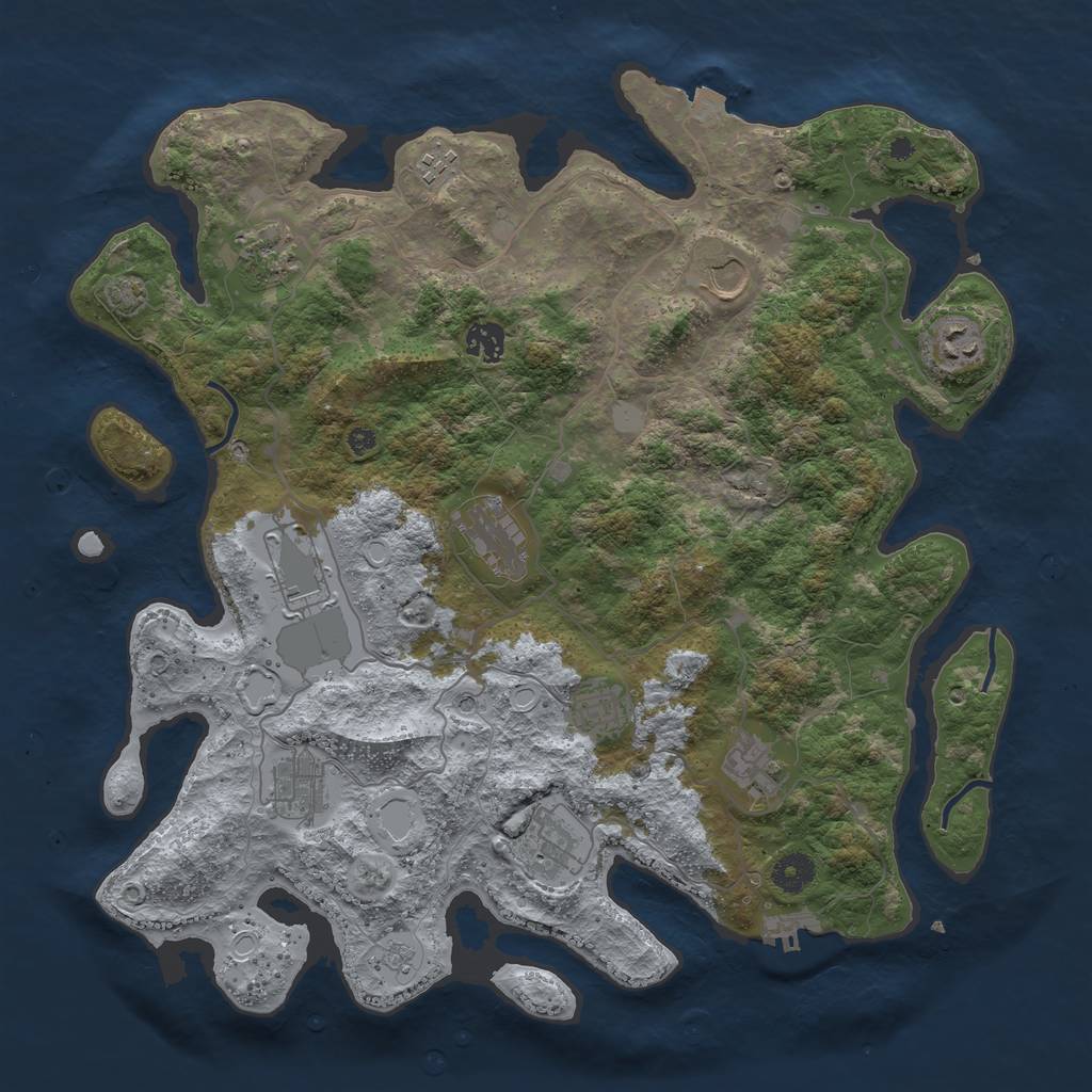 Rust Map: Procedural Map, Size: 4000, Seed: 1178088244, 18 Monuments
