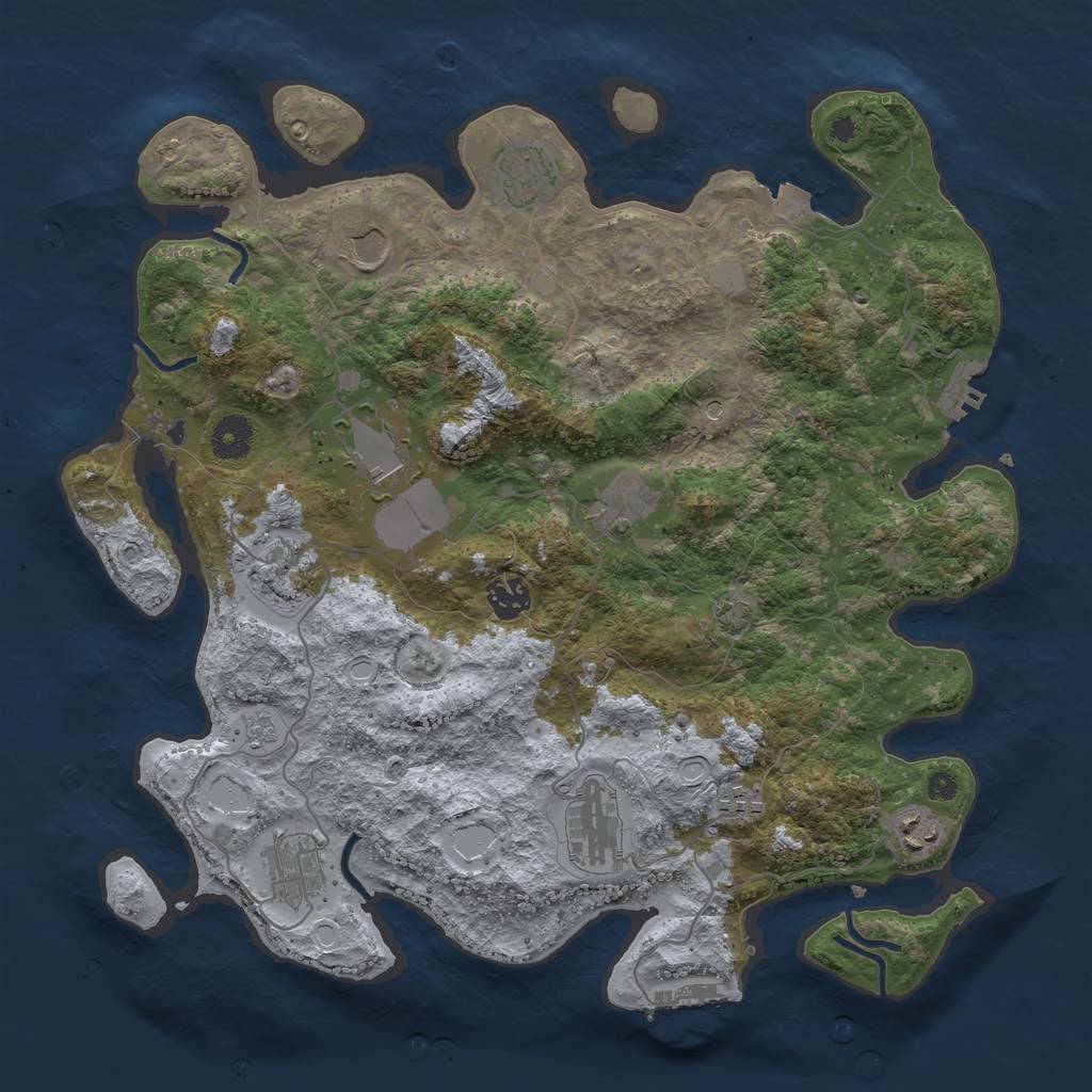 Rust Map: Procedural Map, Size: 3800, Seed: 311222, 18 Monuments