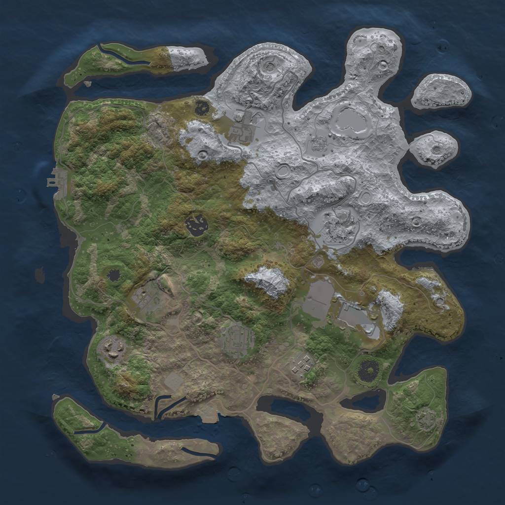 Rust Map: Procedural Map, Size: 3500, Seed: 2058612902, 15 Monuments